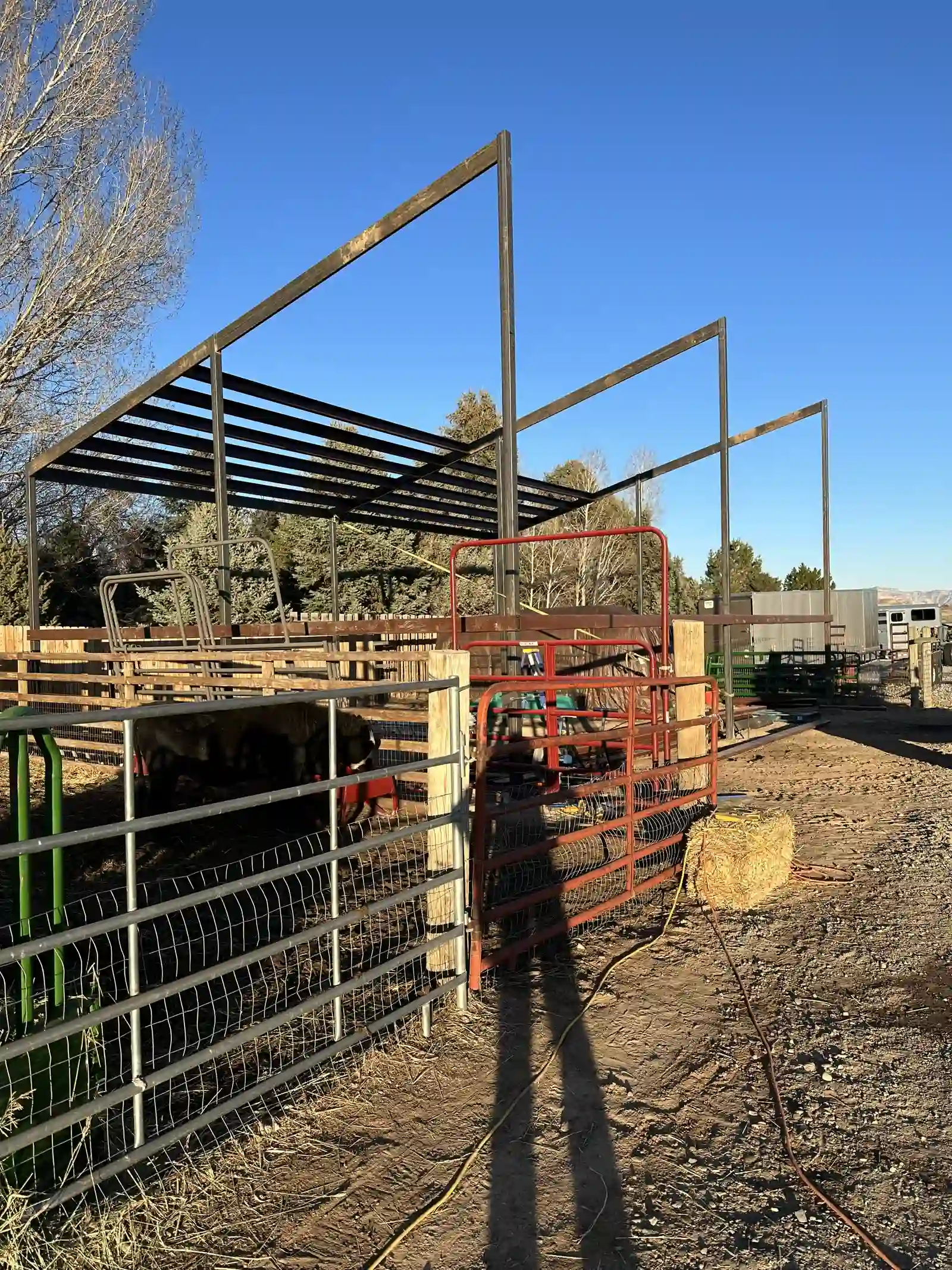 Additional hay shed framing progress