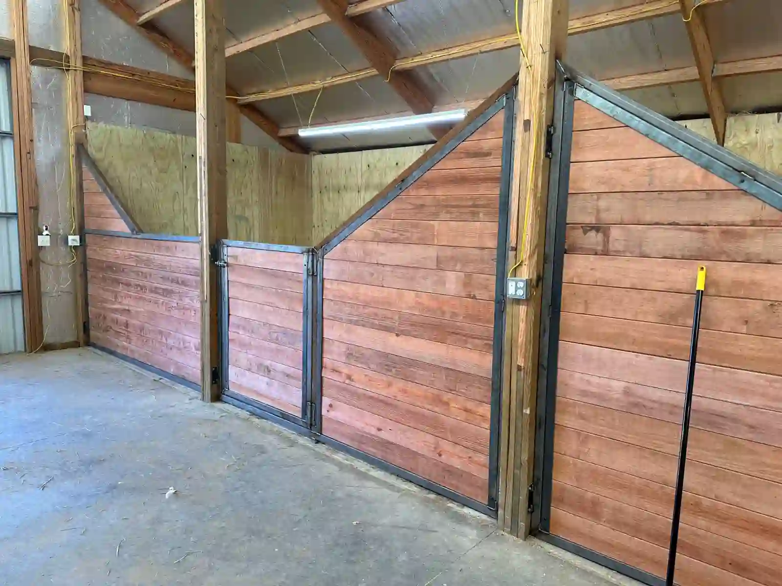 Wood and steel horse stalls